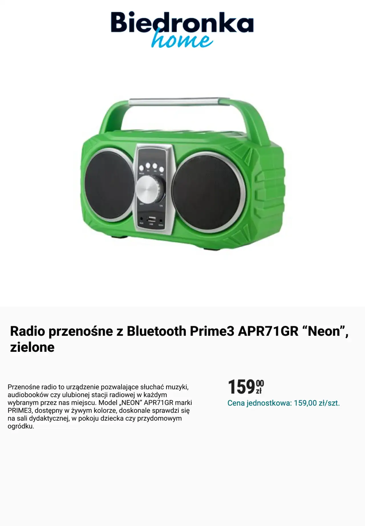 Radio przenośne z Bluetooth Prime3 APR71GR "Neon", zielone