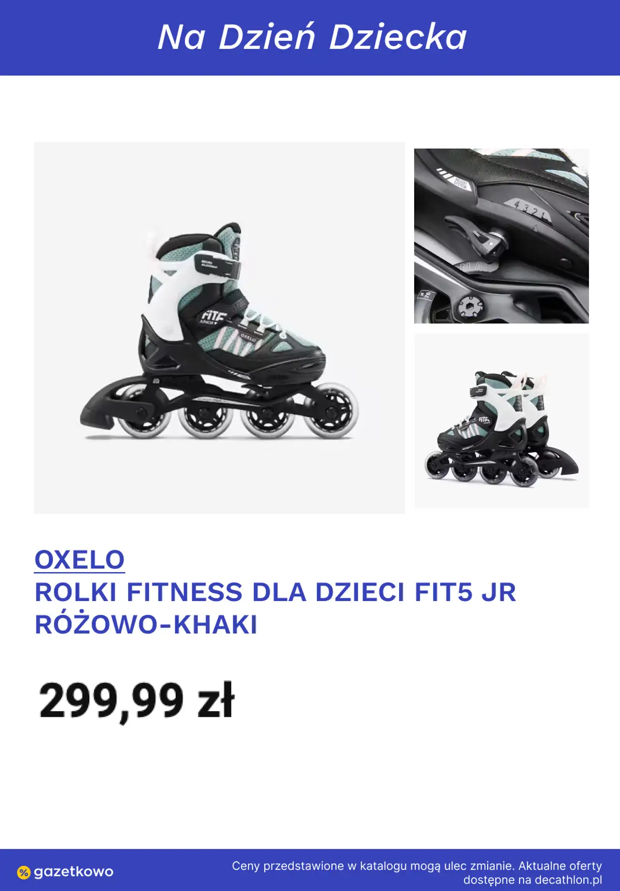 ROLKI FITNESS DLA DZIECI FIT5 JR RÓŻOWO-KHAKI