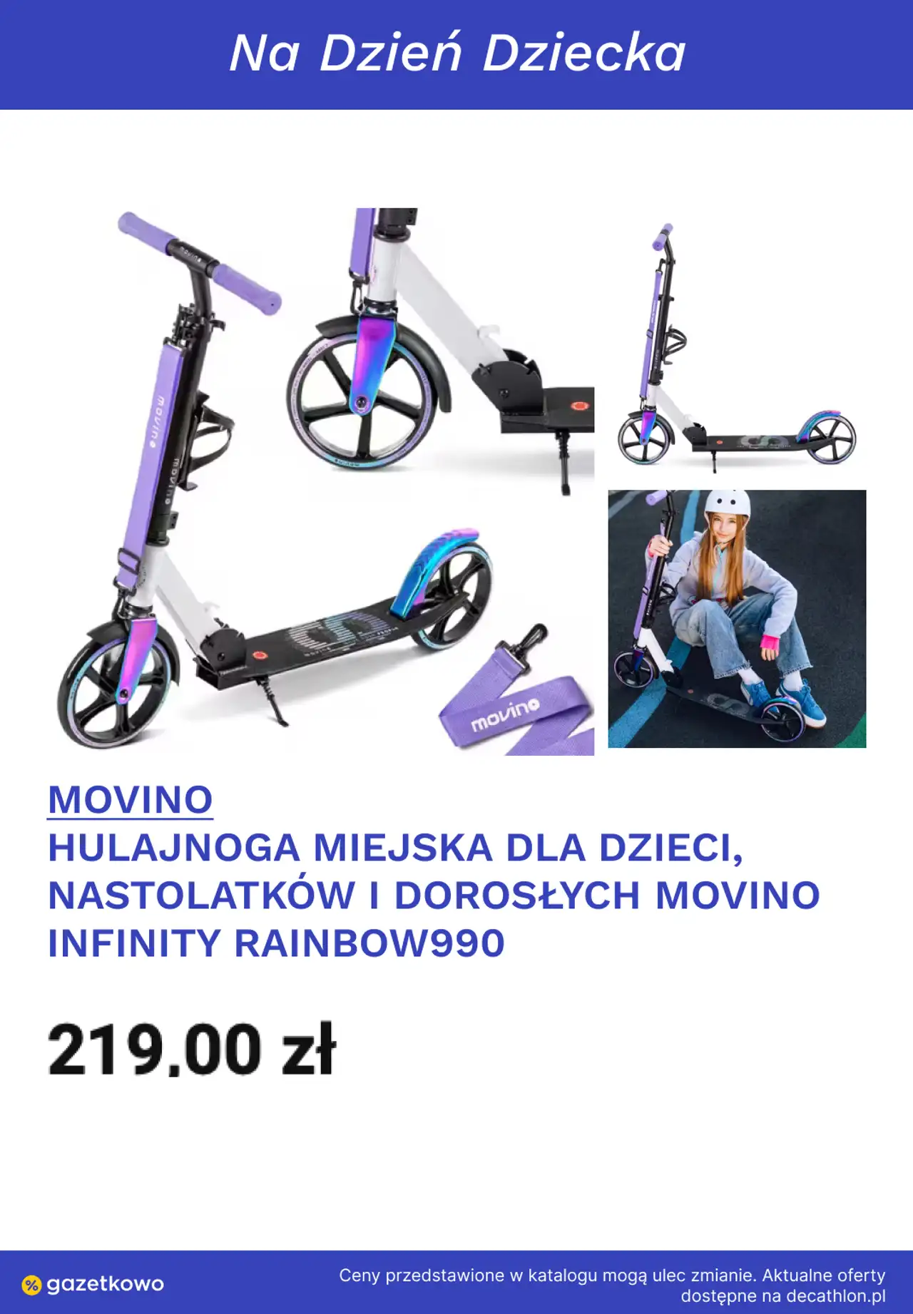 MOVINO HULAJNOGA MIEJSKA DLA DZIECI, NASTOLATKÓW I DOROSŁYCH MOVINO INFINITY RAINBOW990