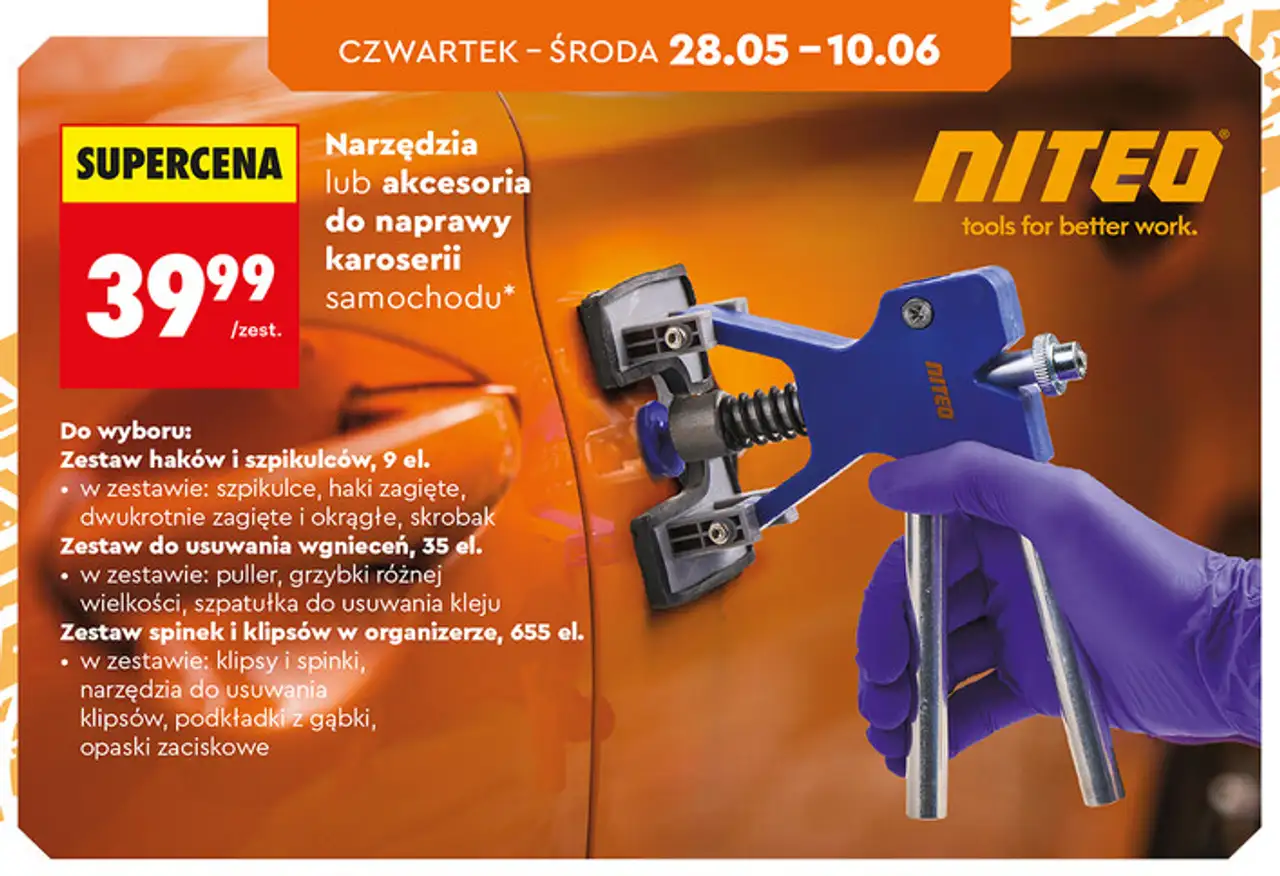 Narzędzia lub akcesoria do naprawy karoserii samochodu Niteo