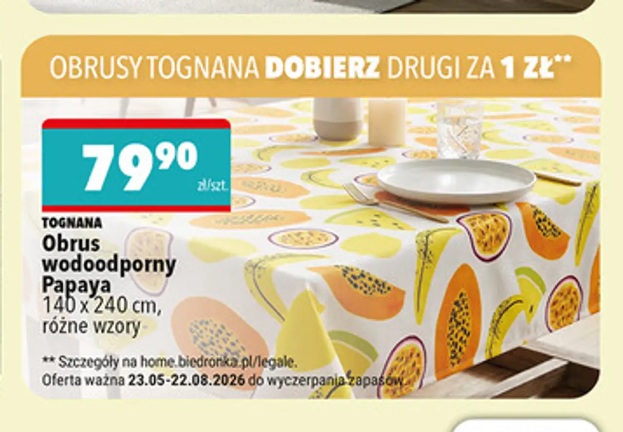 Obrus wodoodporny Papaya TOGNANA 140 x 240 cm