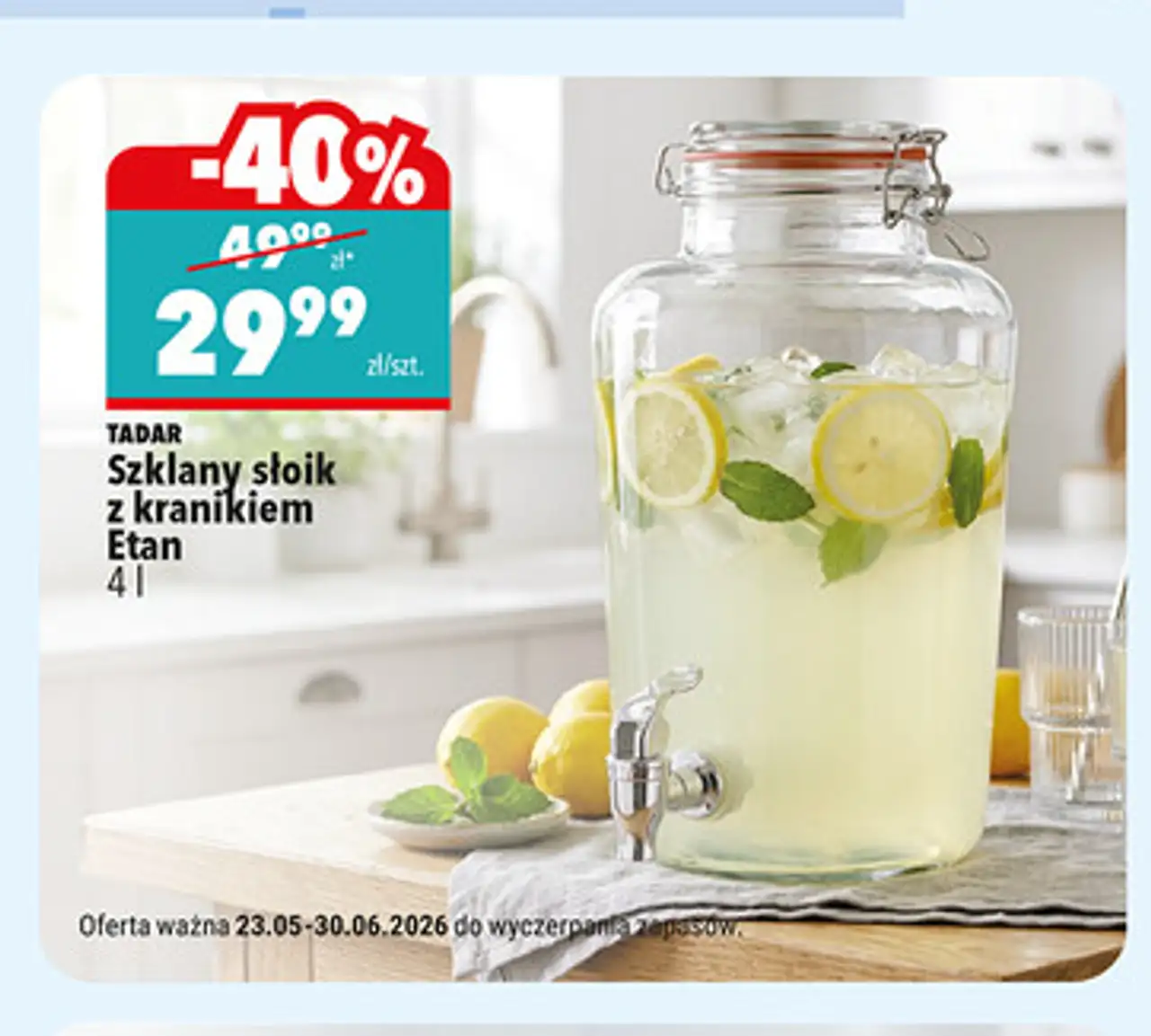 TADAR Szklany słoik z kranikiem