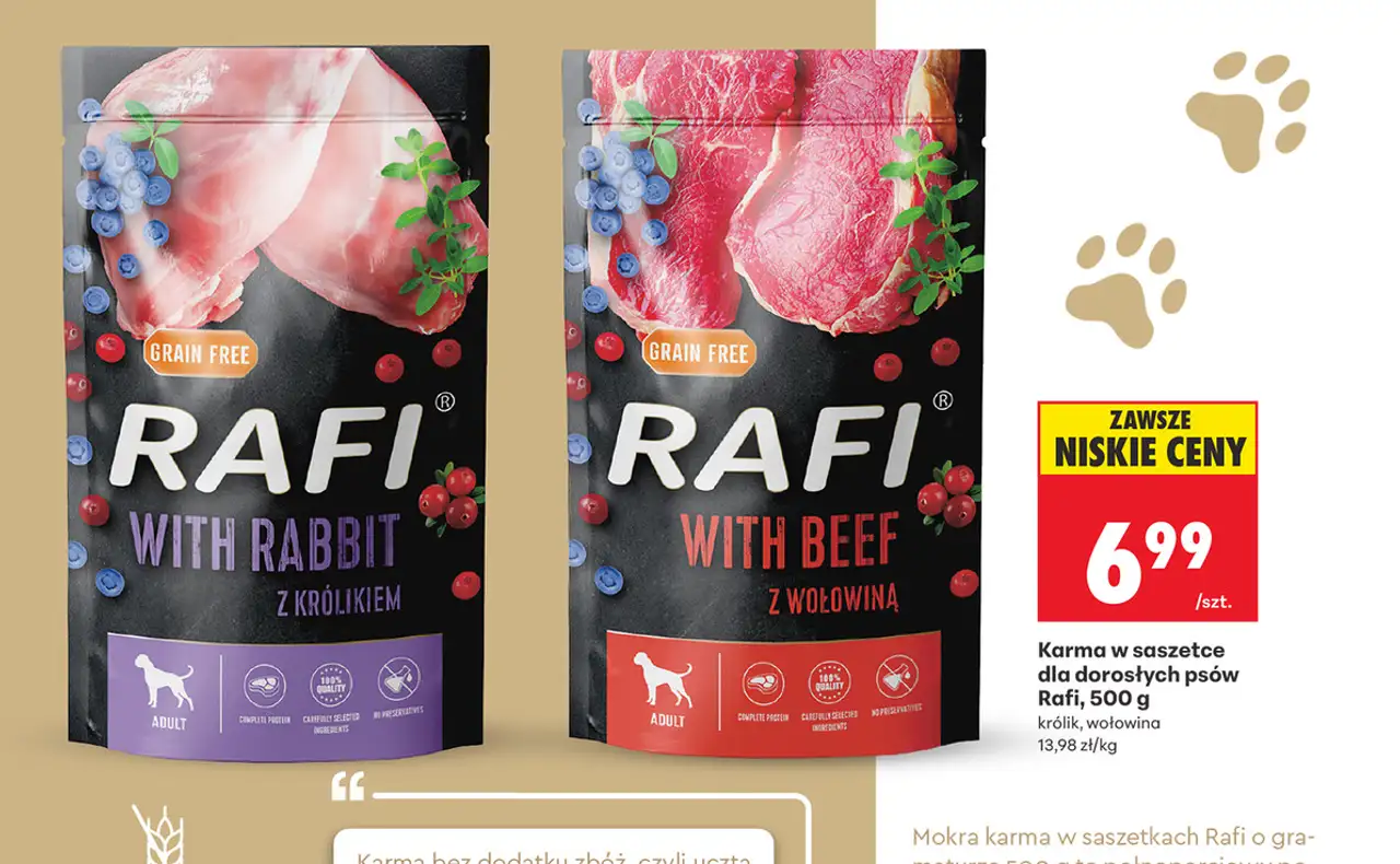 Karma w saszetce dla dorosłych psów Rafi, 500 g
