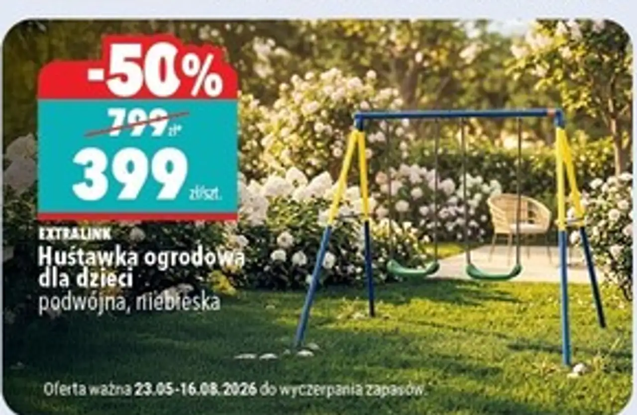 Huśtawka ogrodowa dla dzieci podwójna, niebieska EXTRALINK