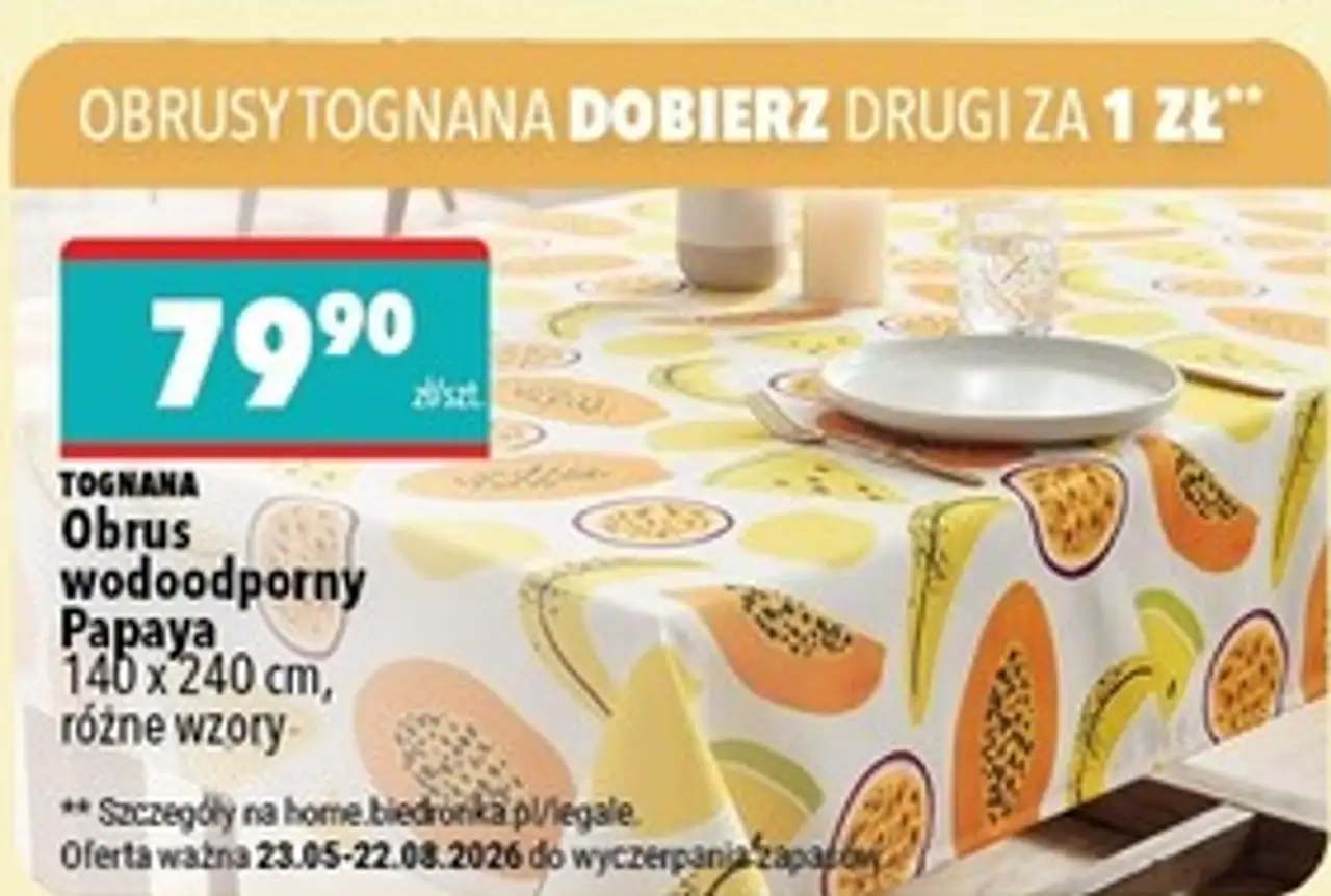 TOGNANA Obrus wodoodporny Papaya 140 x 240 cm, różne wzory