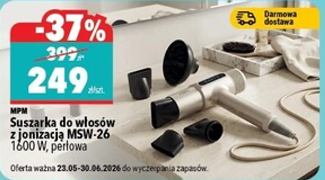 MPM Suszarka do włosów z jonizacją MSW-26 1600 W, perłowa