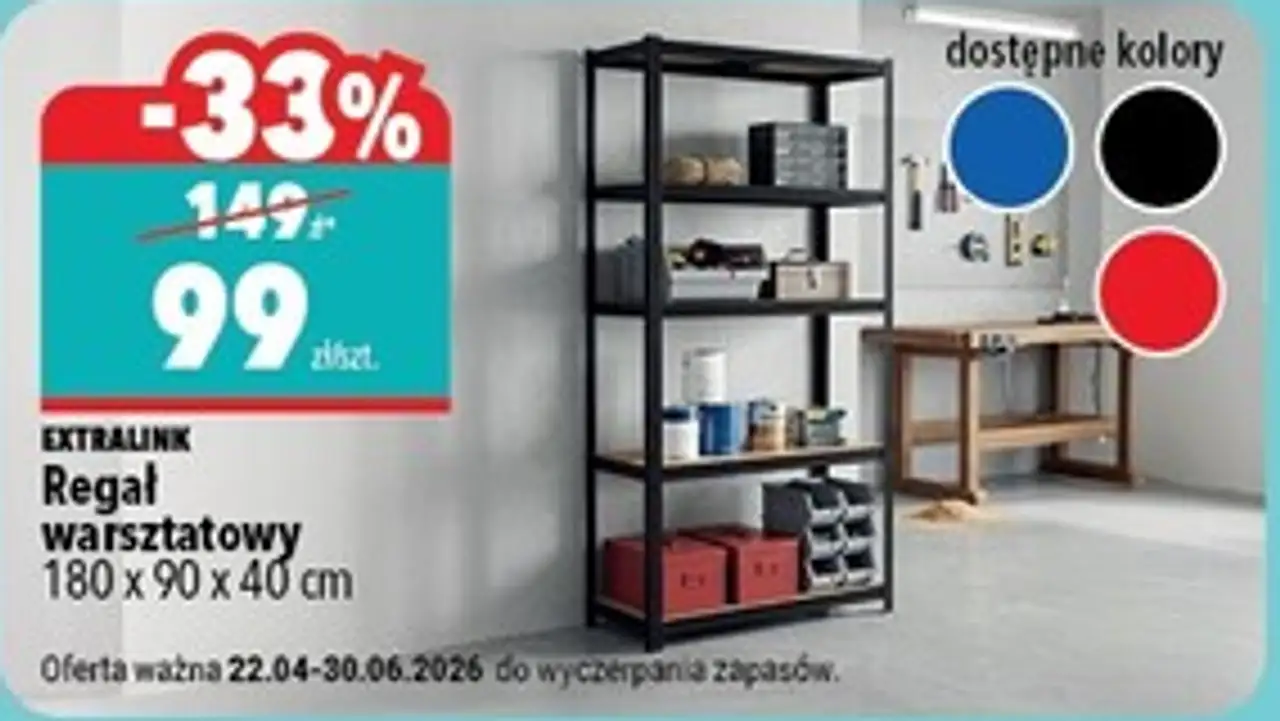 EXTRALINK Regał warsztatowy 180 x 90 x 40 cm