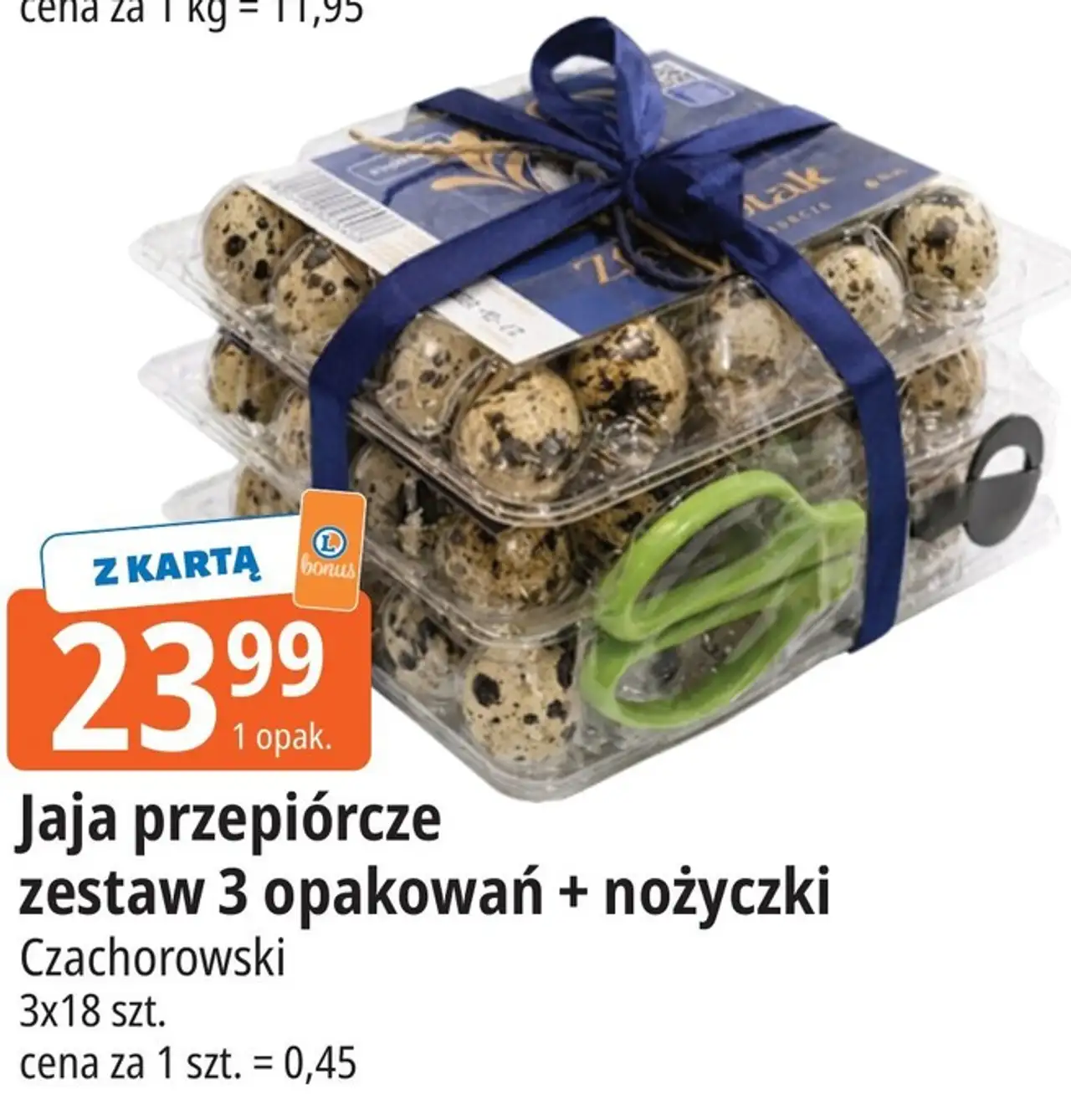 Jaja przepiórcze zestaw 3 opakowań + nożyczki Czachorowski