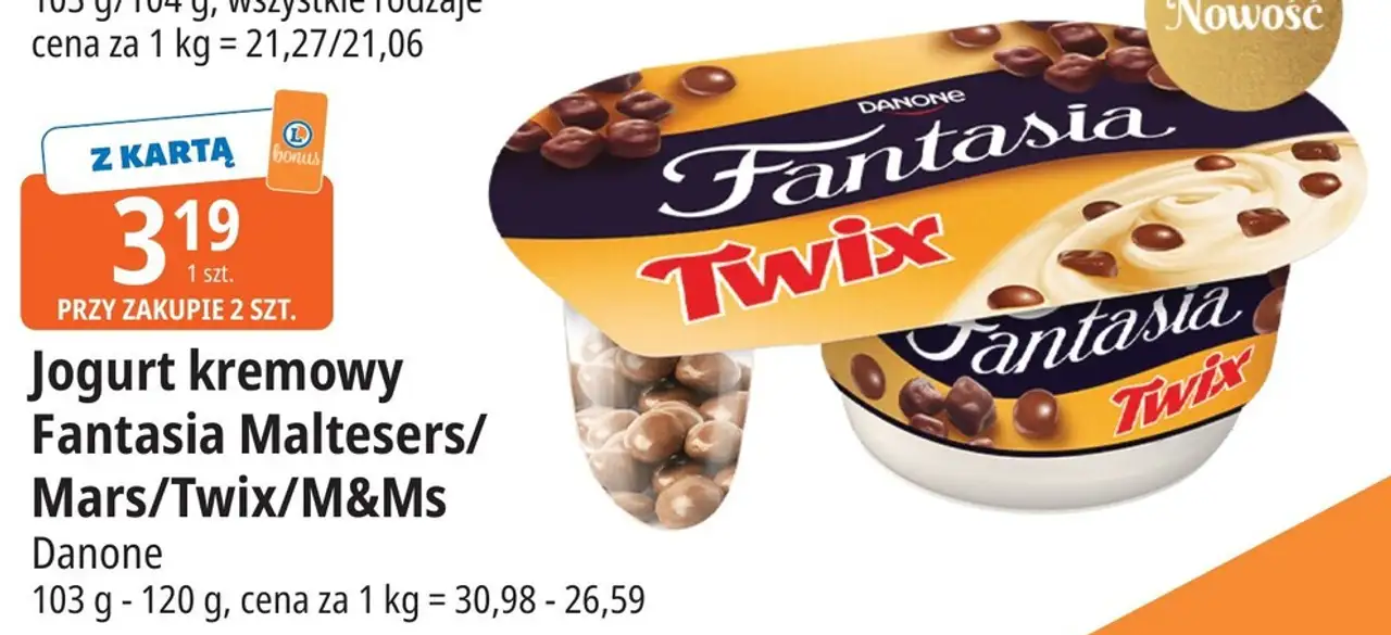 Jogurt kremowy Fantasia Maltesers/Mars/Twix/M&Ms Danone