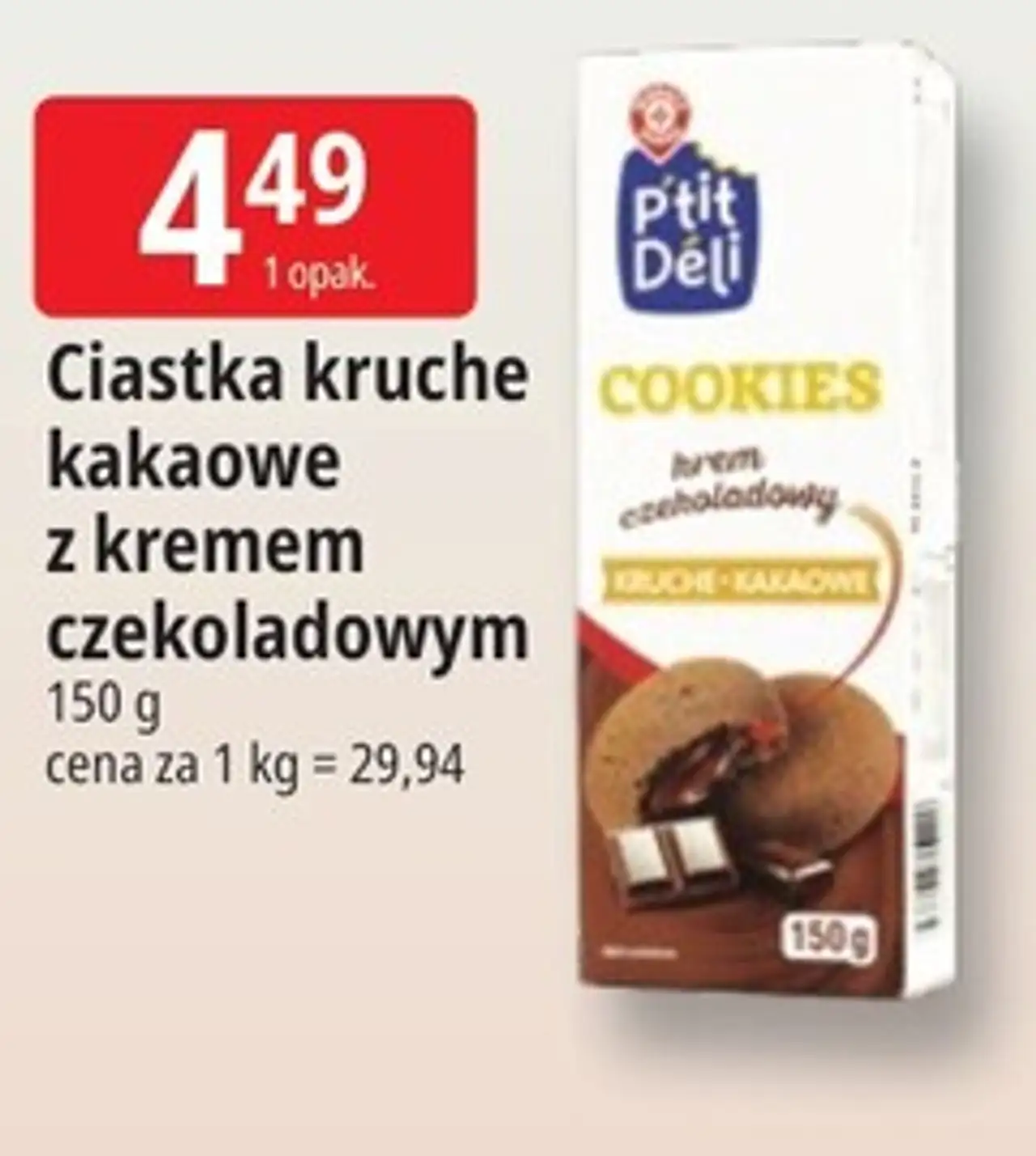Ciastka kruche kakaowe z kremem czekoladowym P'tit Déli