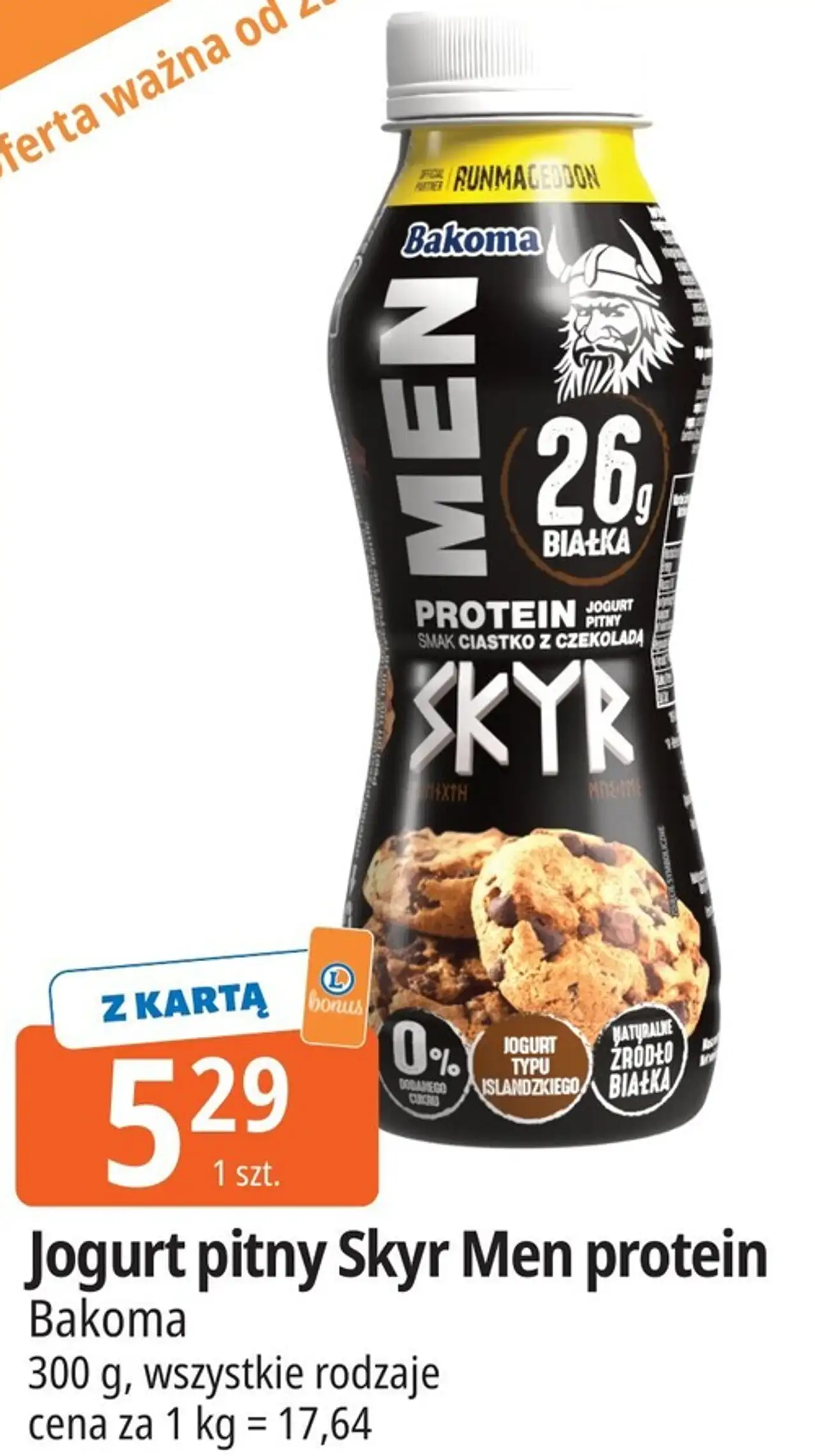 Jogurt pitny Skyr Men protein Bakoma 300 g, wszystkie rodzaje