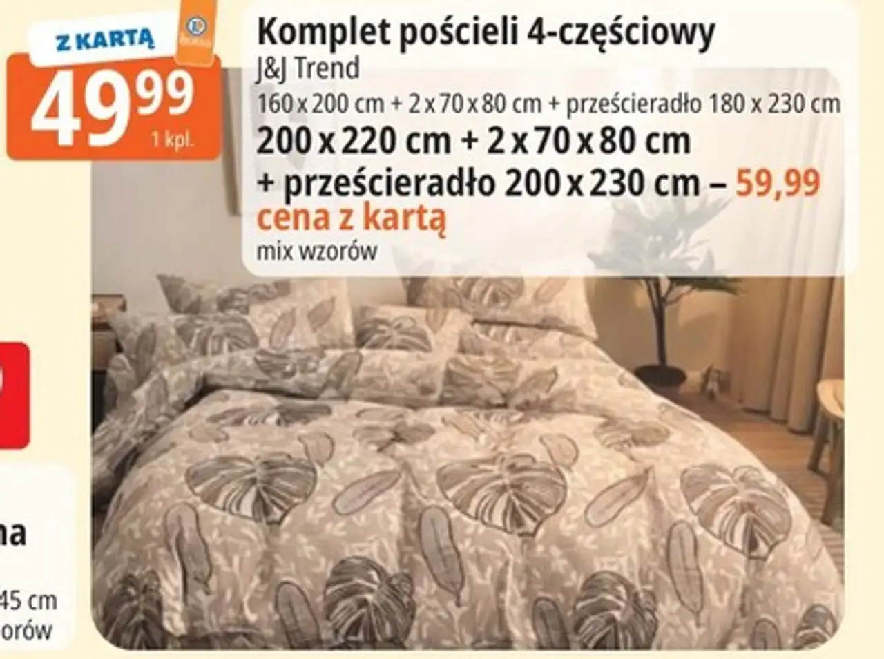 Komplet pościeli 4-częściowy J&J Trend 160 x 200 cm + 2 x 70 x 80 cm + prześcieradło 180 x 230 cm