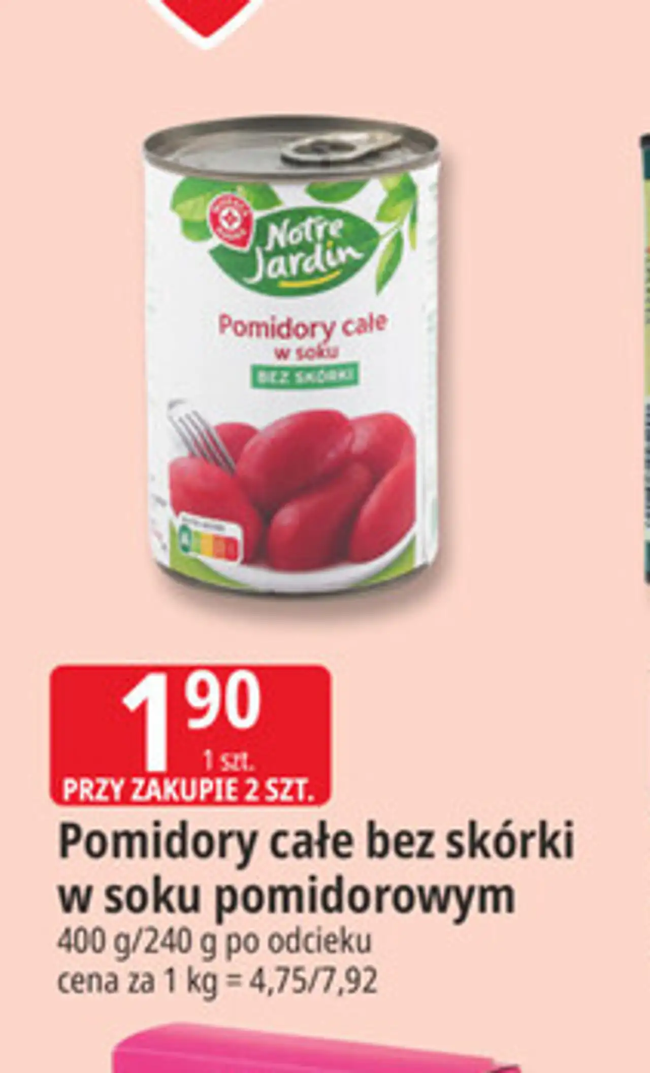 Pomidory całe bez skórki w soku pomidorowym Notre Jardin