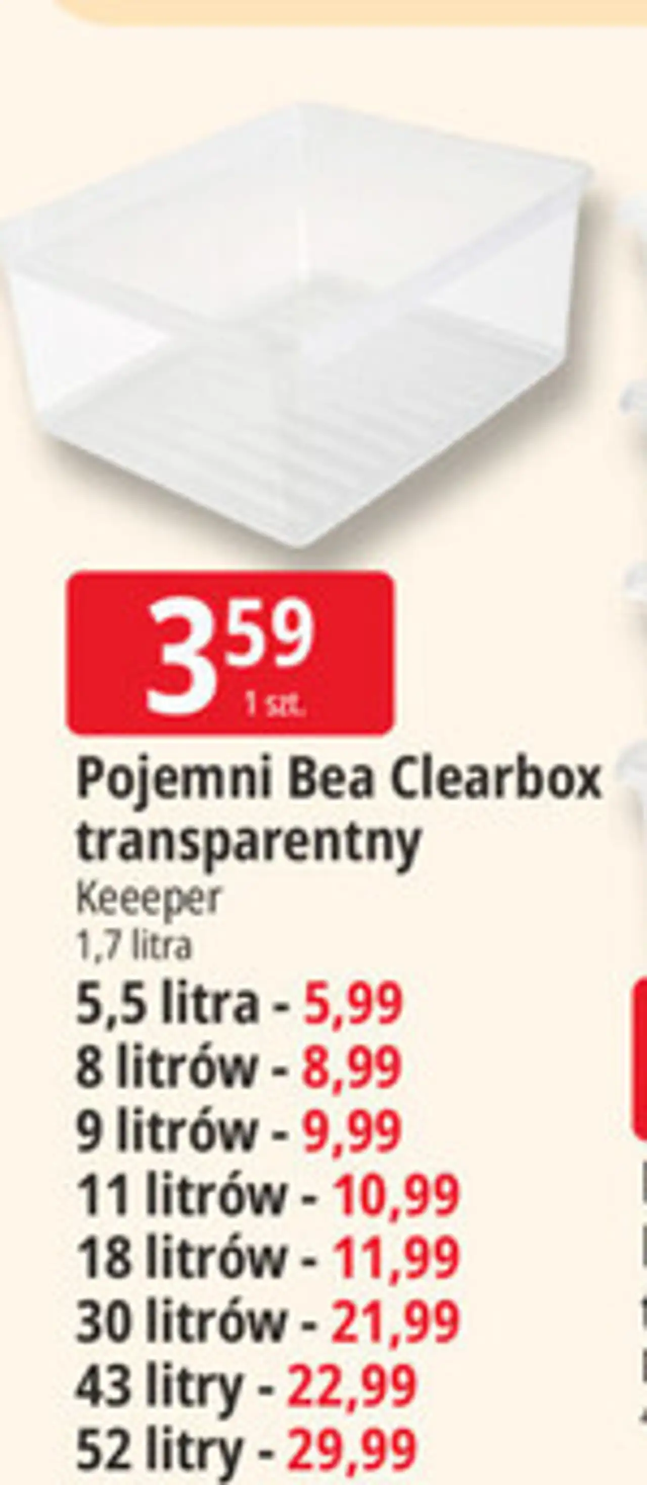 Pojemnik Bea Clearbox transparentny Keeeper 1,7 litra