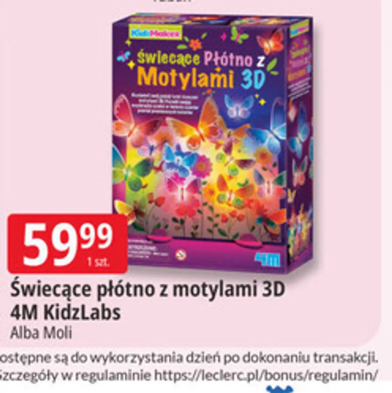 Świecące płótno z motylami 3D 4M KidzLabs Alba Moli