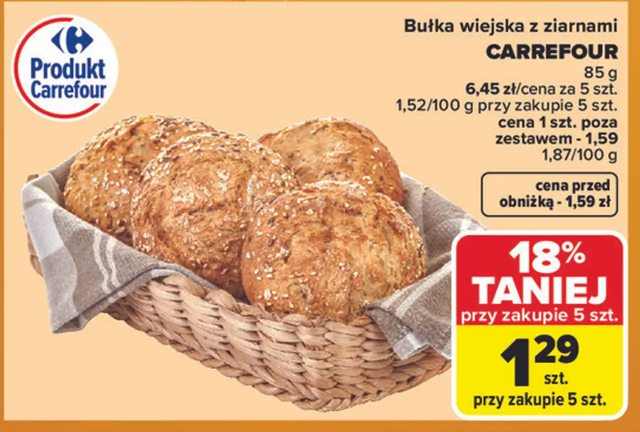 Bułka wiejska z ziarnami CARREFOUR