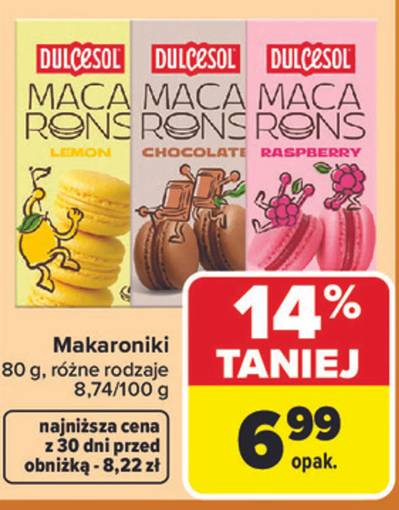 Makaroniki 80 g, różne rodzaje