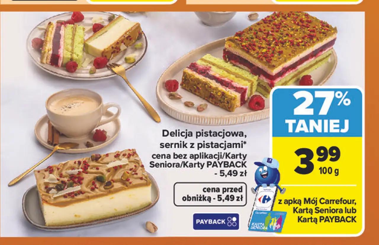 Delicja pistacjowa, sernik z pistacjami