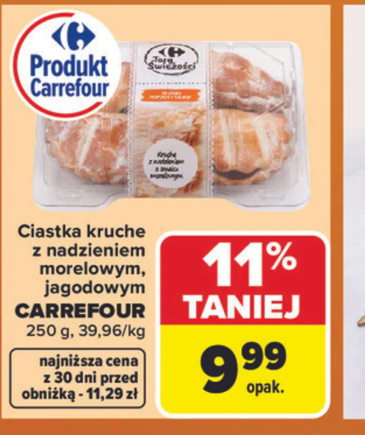 Ciastka kruche z nadzieniem morelowym, jagodowym CARREFOUR 250 g