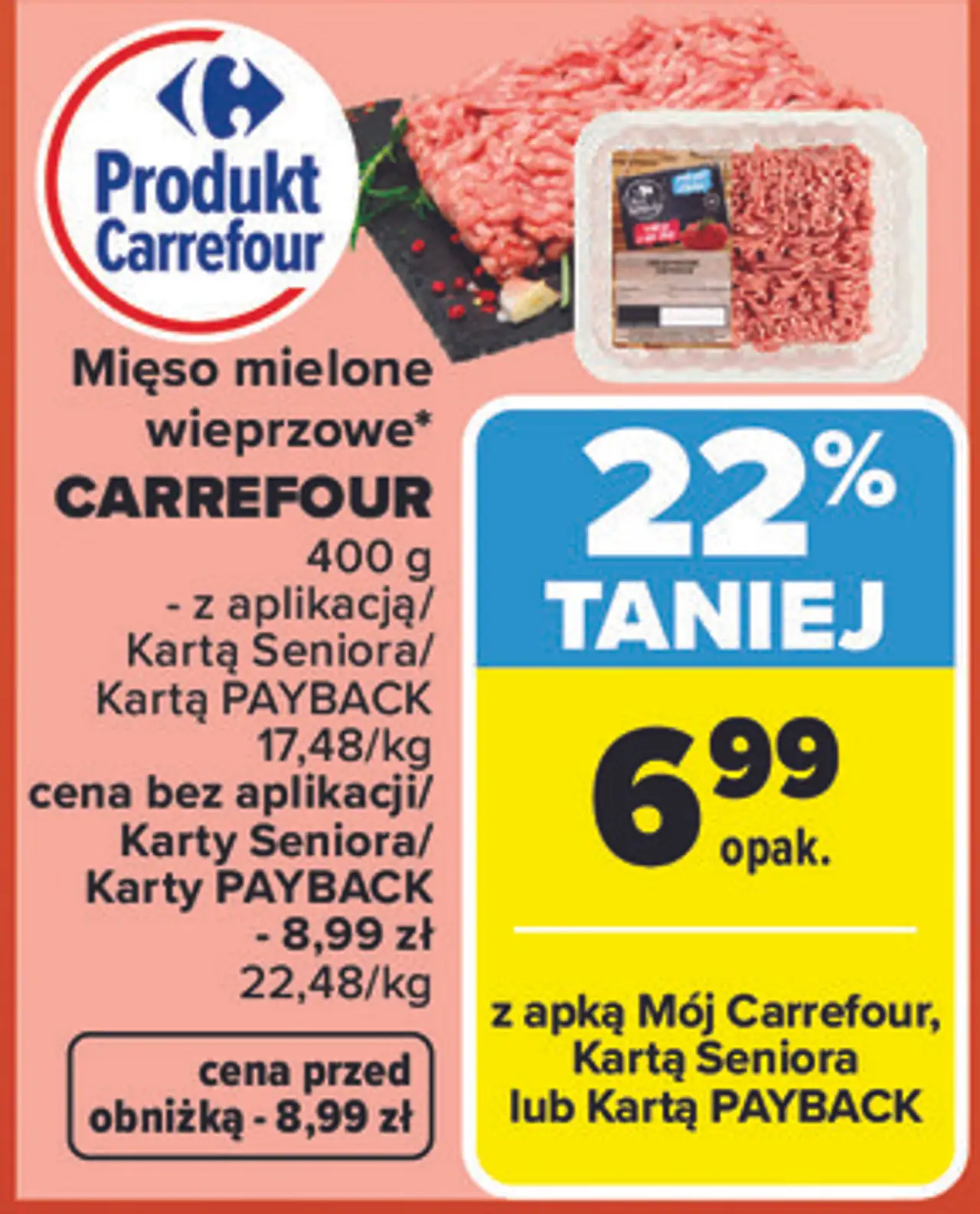 Mięso mielone wieprzowe CARREFOUR 400 g