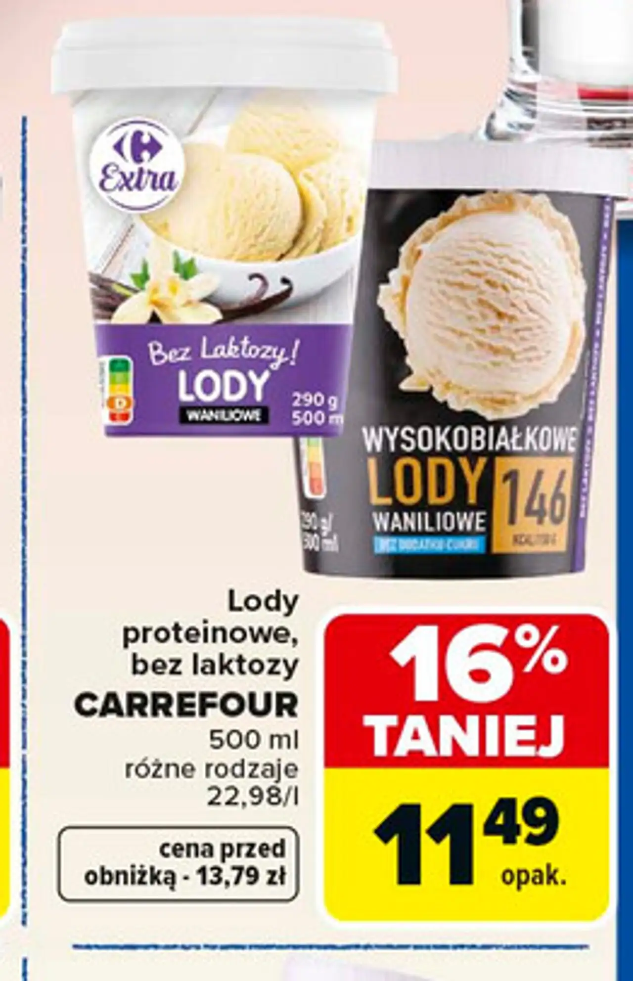 Lody proteinowe, bez laktozy CARREFOUR