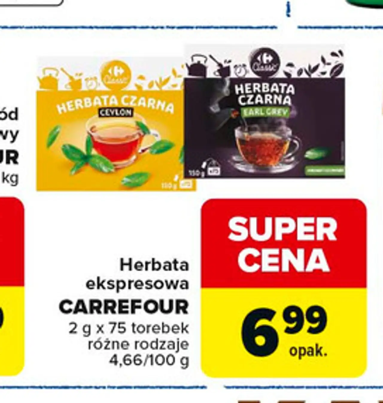 Herbata ekspresowa CARREFOUR 2 g x 75 torebek różne rodzaje