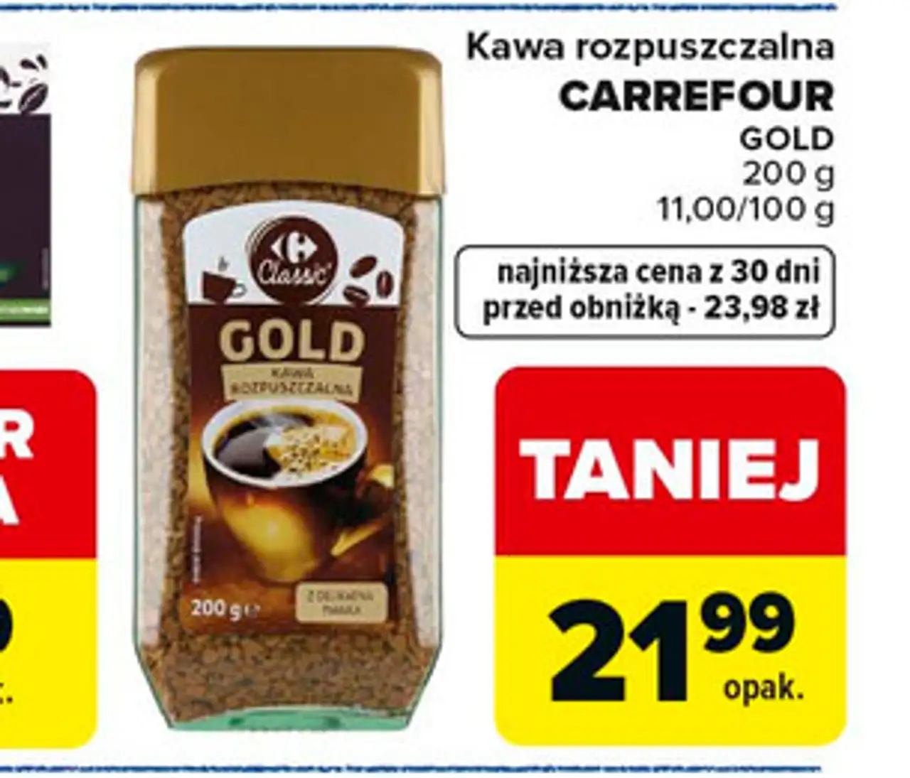 Kawa rozpuszczalna CARREFOUR GOLD 200 g