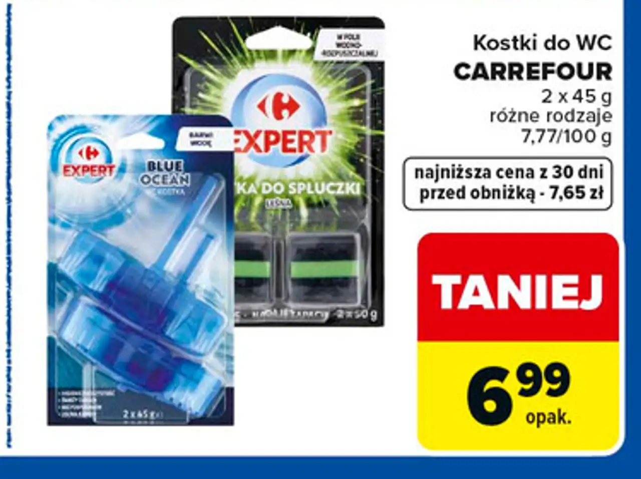 Kostki do WC CARREFOUR 2 x 45 g, różne rodzaje