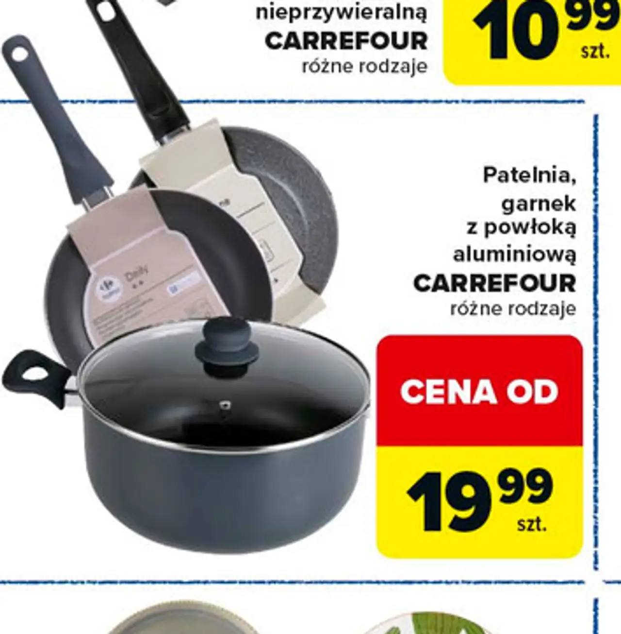 Patelnia, garnek z powłoką aluminiową CARREFOUR różne rodzaje