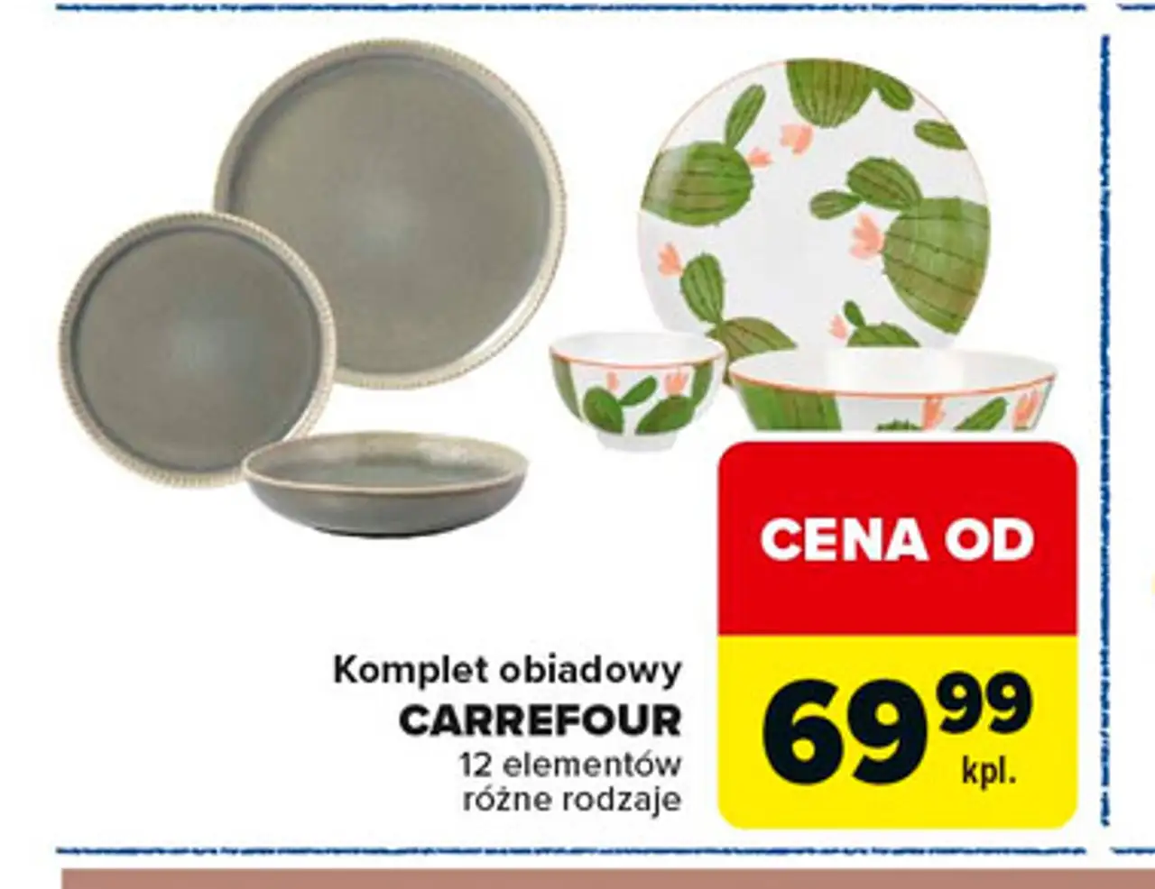Komplet obiadowy CARREFOUR 12 elementów różne rodzaje