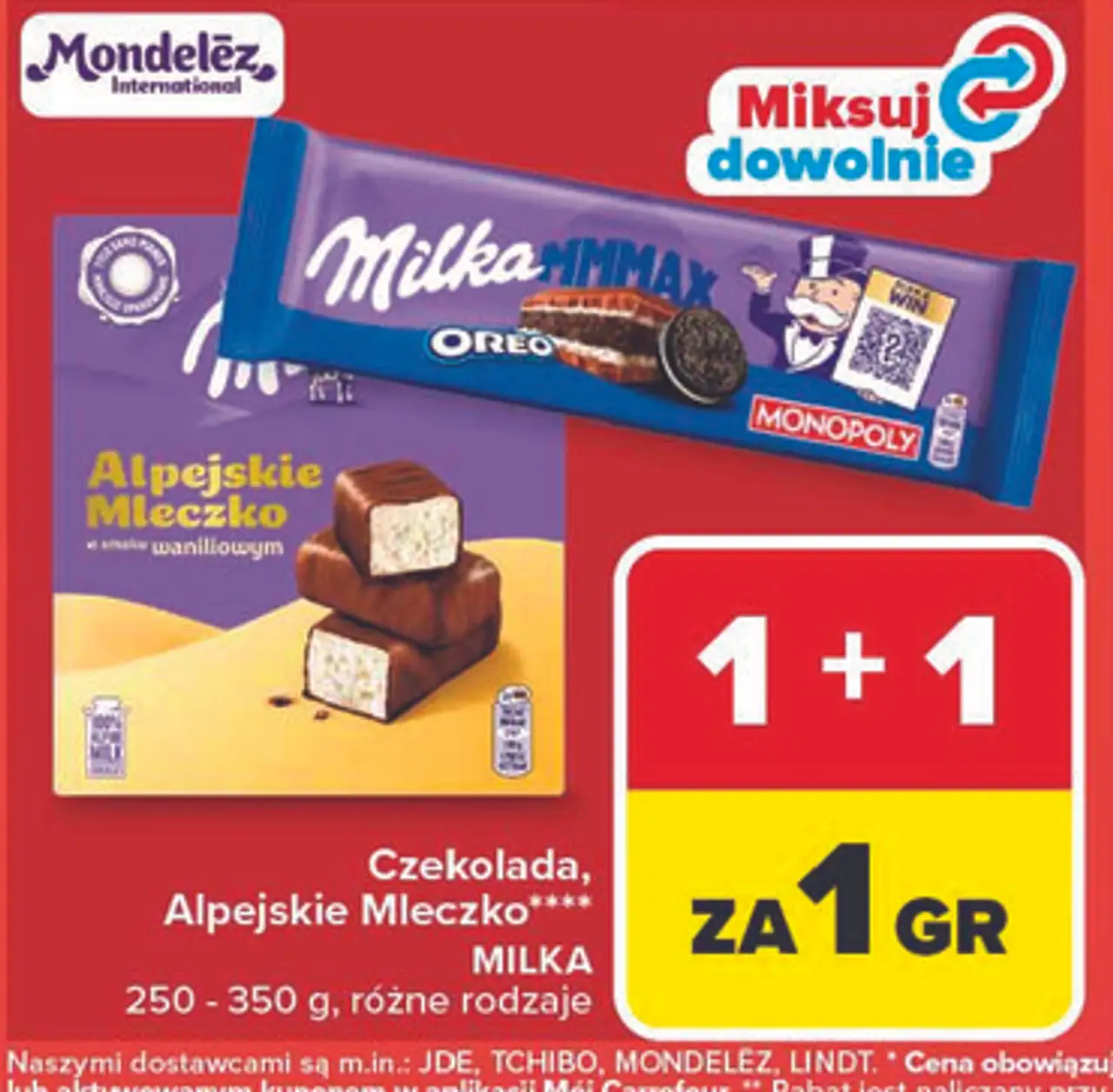 Czekolada, Alpejskie Mleczko MILKA 250 - 350 g, różne rodzaje