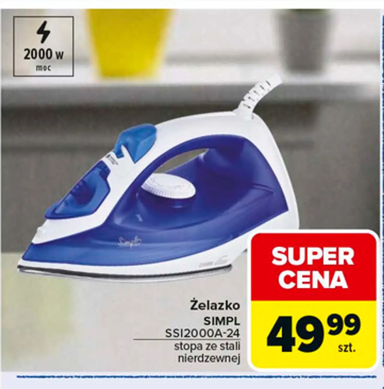 Żelazko SIMPL SSI2000A-24 stopa ze stali nierdzewnej