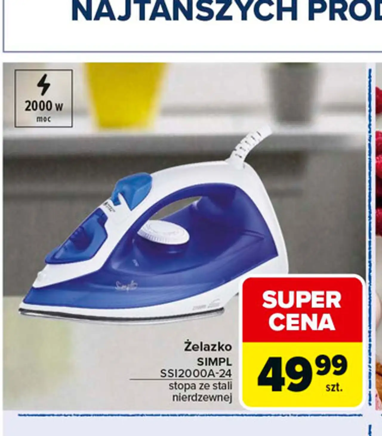 Żelazko SIMPL SSI2000A-24 stopa ze stali nierdzewnej
