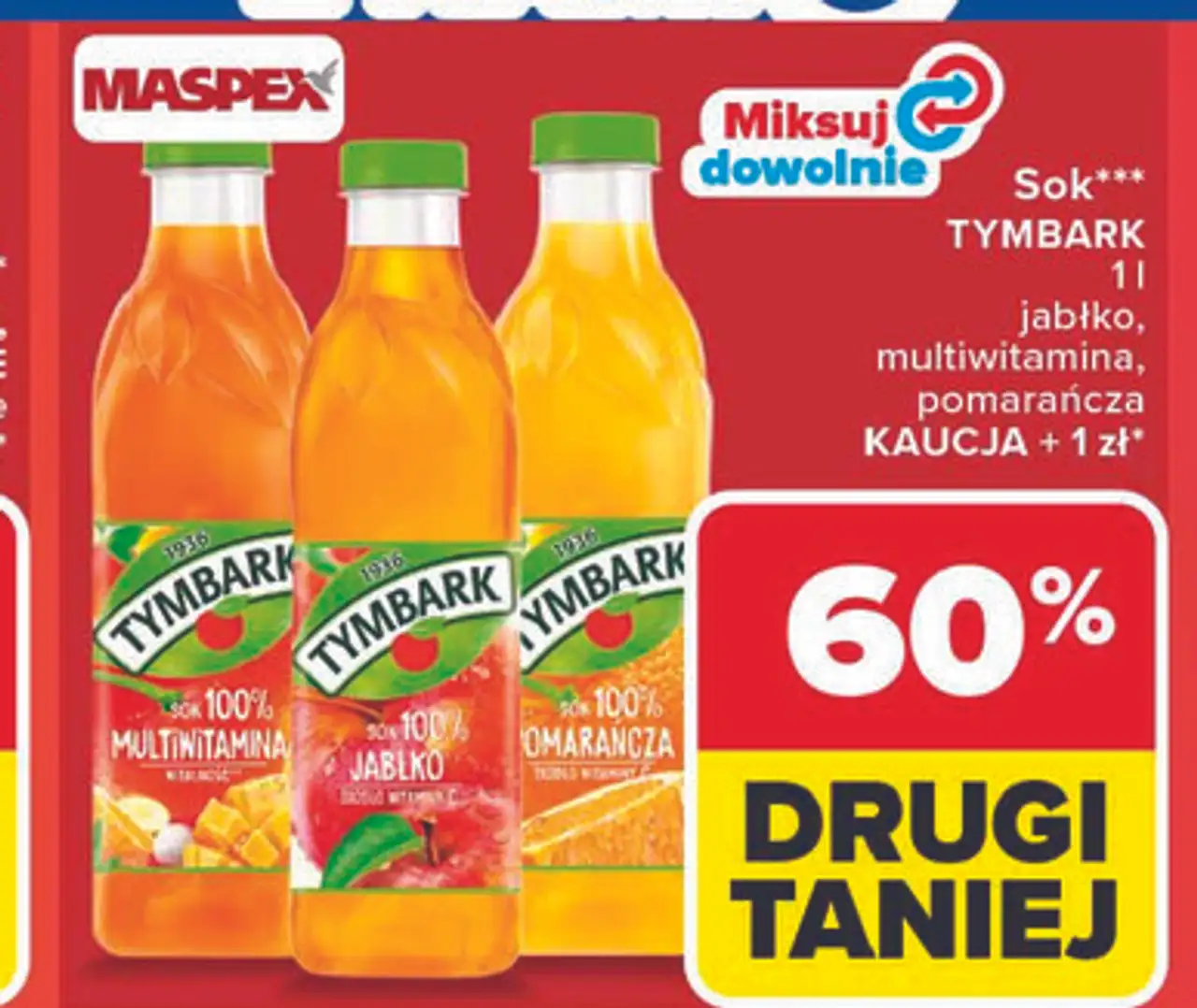 Sok TYMBARK 1 l jabłko, multiwitamina, pomarańcza
