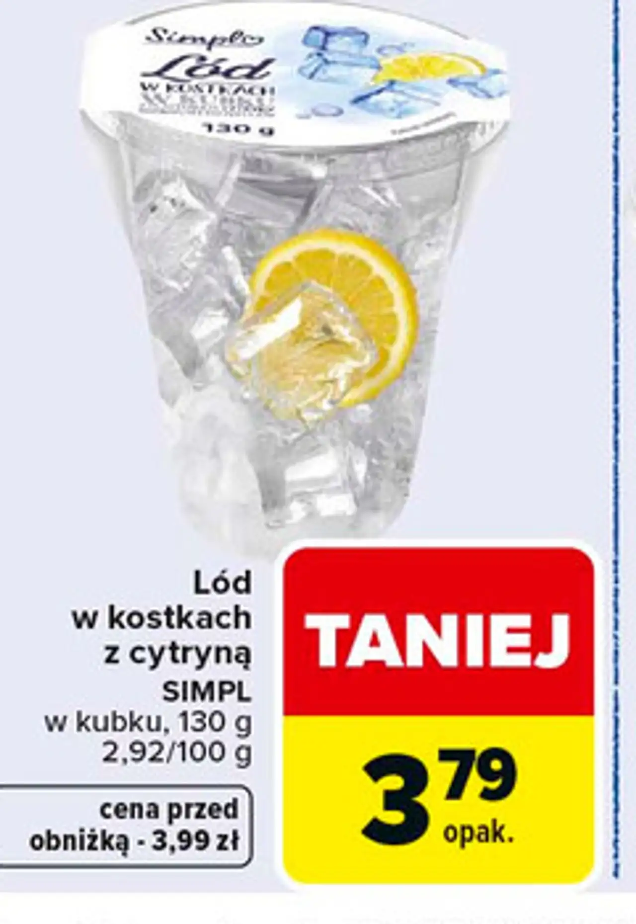 Lód w kostkach z cytryną SIMPL w kubku, 130 g