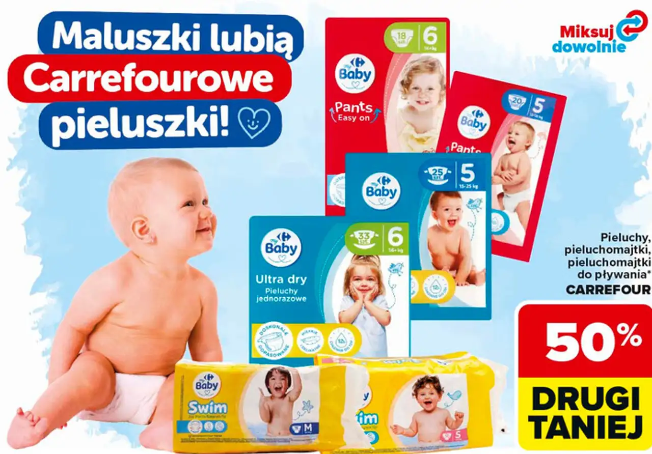 Pieluchy, pieluchomajtki, pieluchomajtki do pływania CARREFOUR
