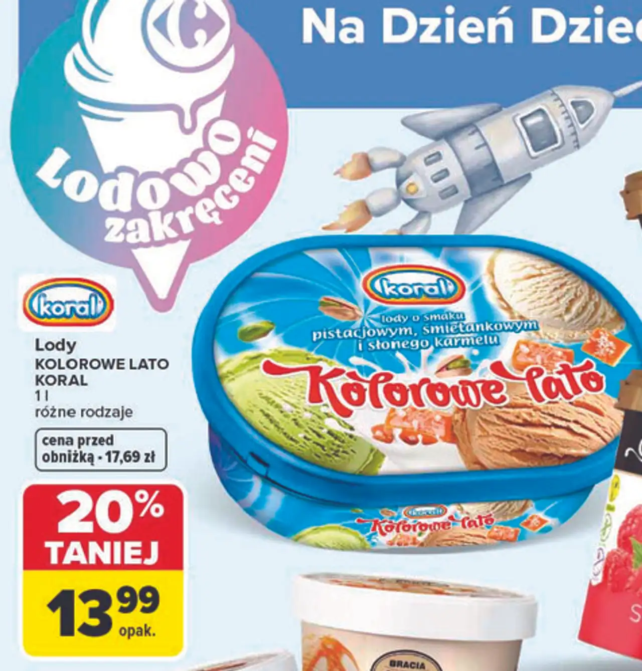 Lody o smaku pistacja-śmietanka-słony karmel Koral Kolorowe Lato