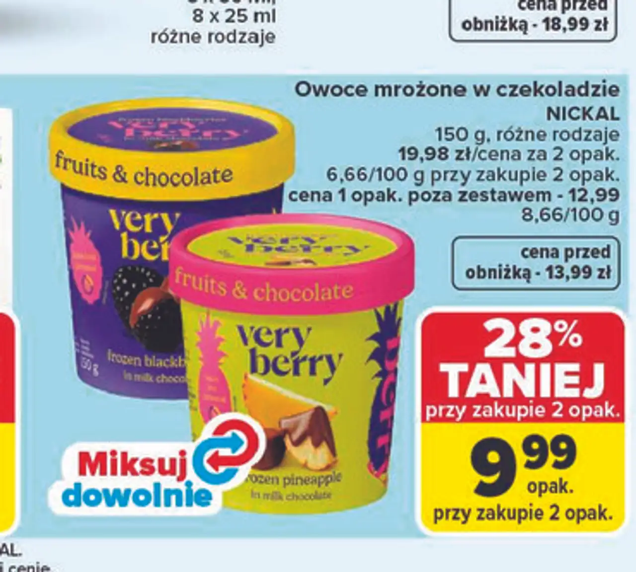 Owoce mrożone w czekoladzie NICKAL