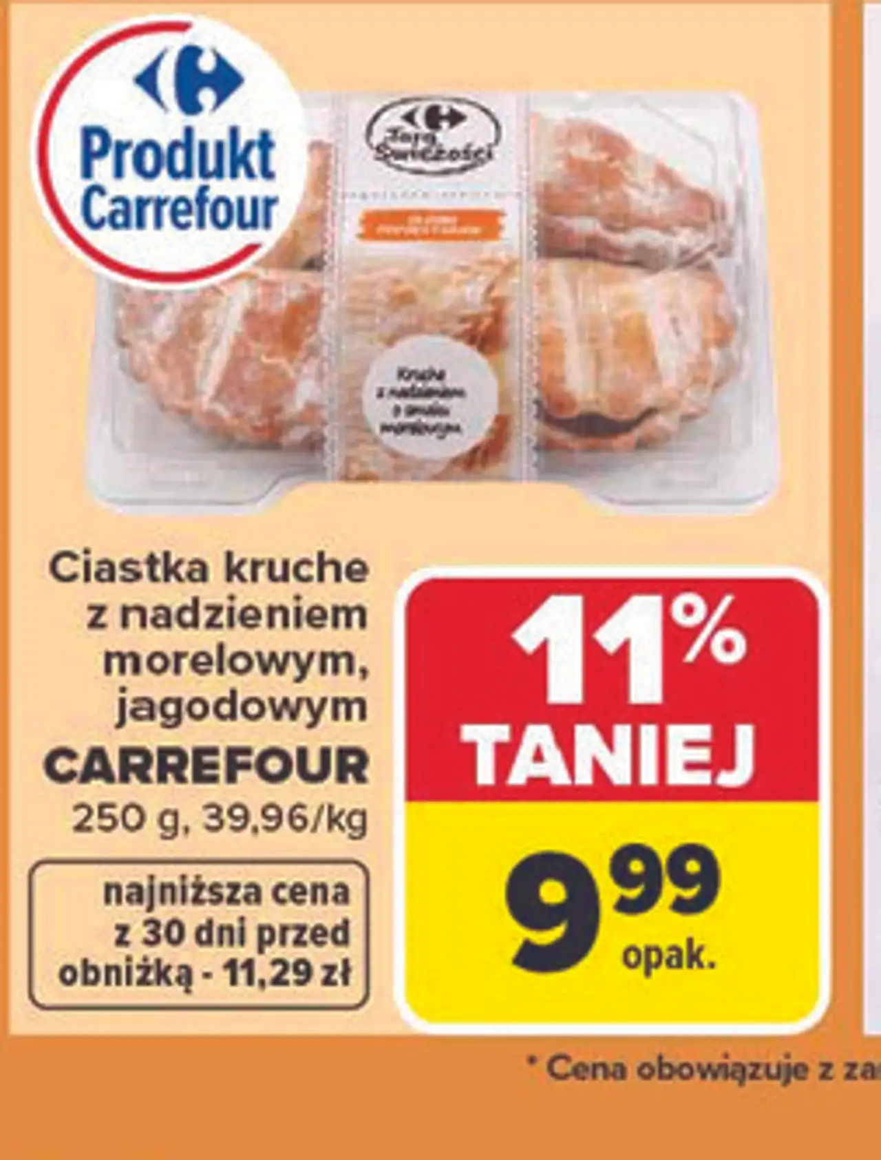Ciastka kruche z nadzieniem morelowym, jagodowym CARREFOUR