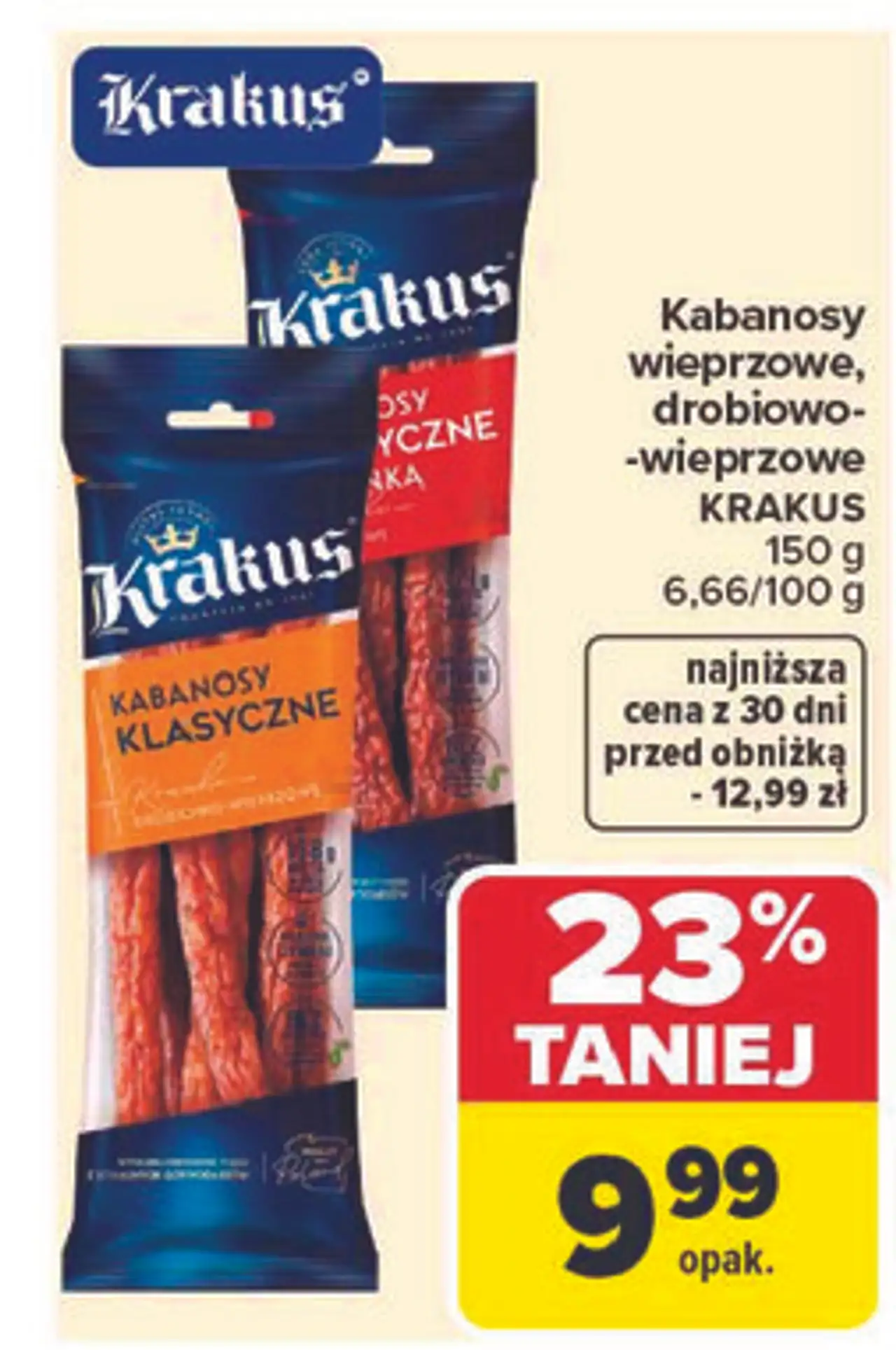 Kabanosy wieprzowo-drobiowe Krakus Animex