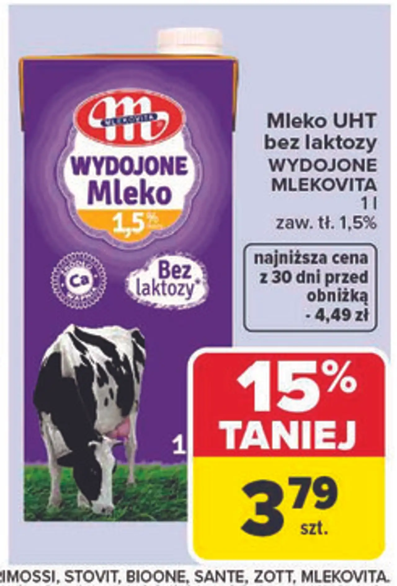 Mleko UHT bez laktozy WYDOJONE MLEKOVITA, 1 l