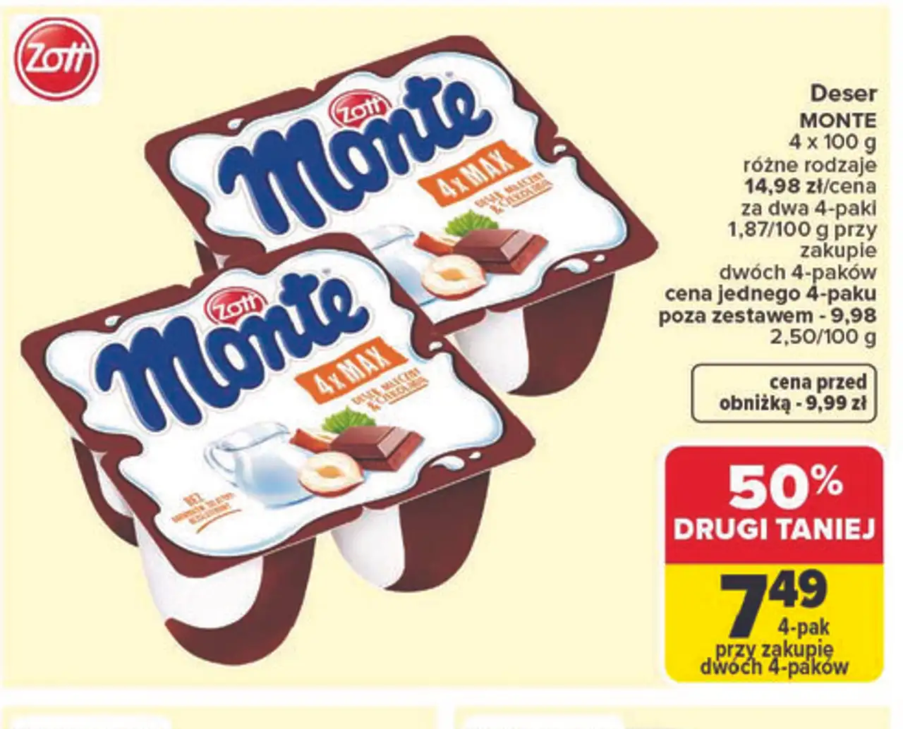Deser MONTE 4 x 100 g