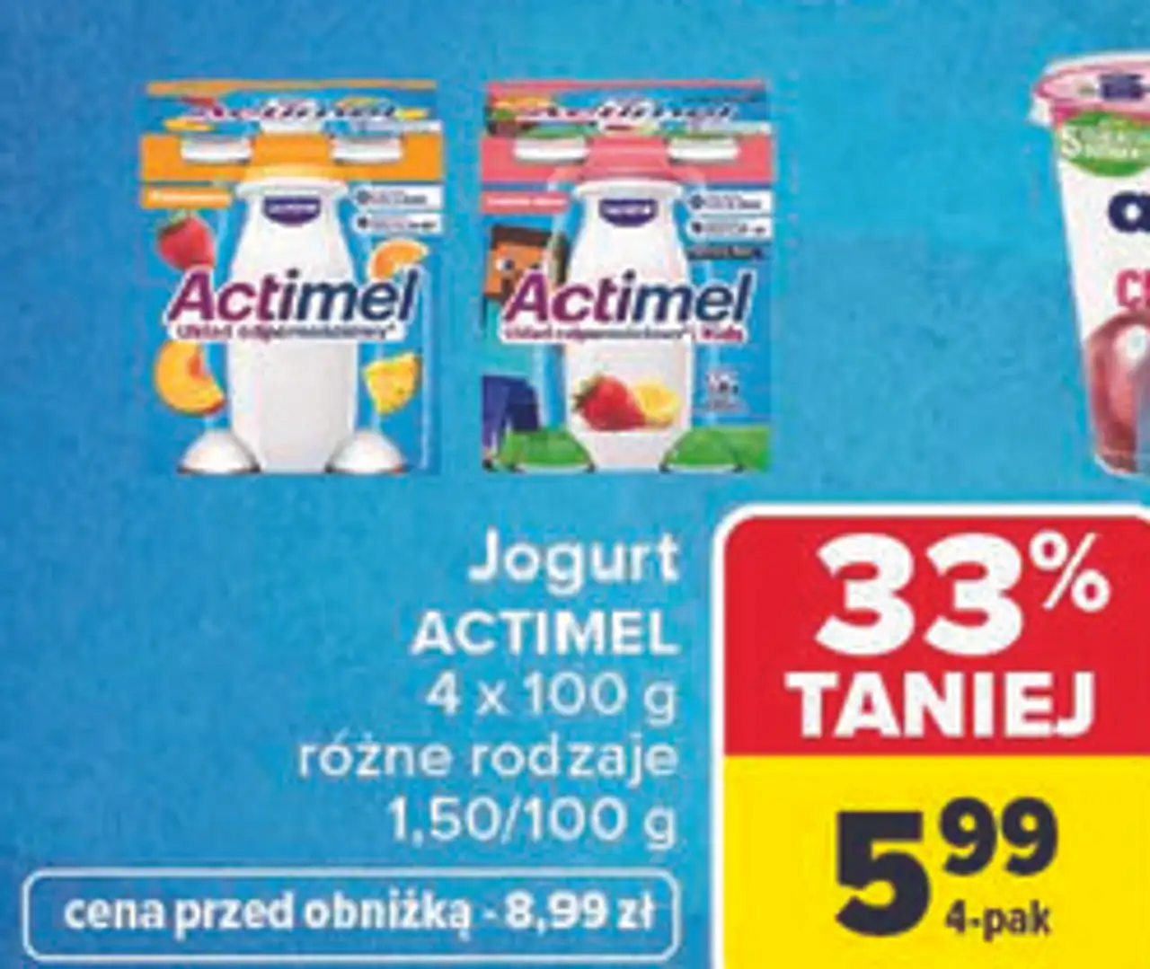 Jogurt kids truskawka i banan Danone Actimel