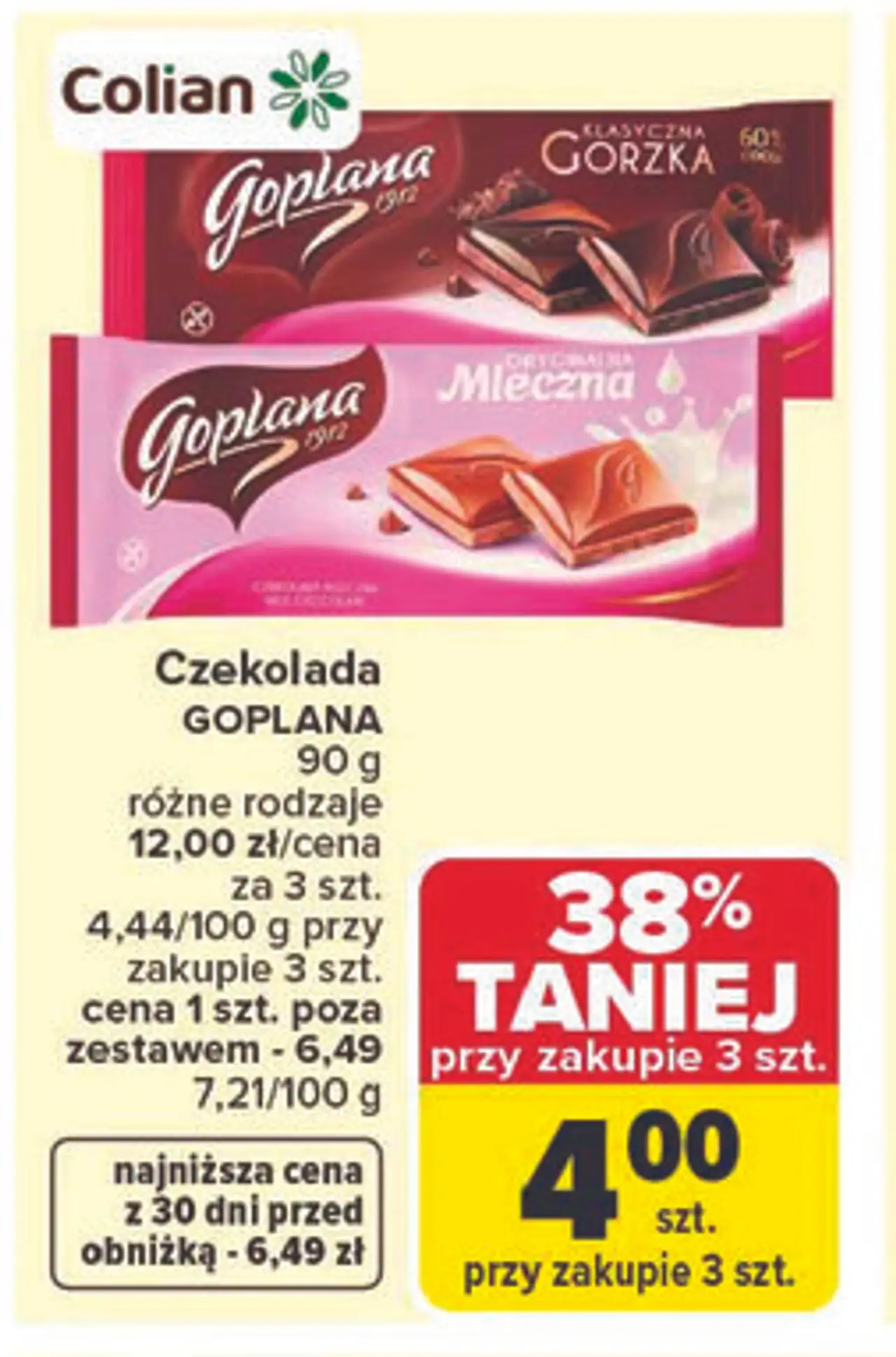 Czekolada GOPLANA 90 g różne rodzaje