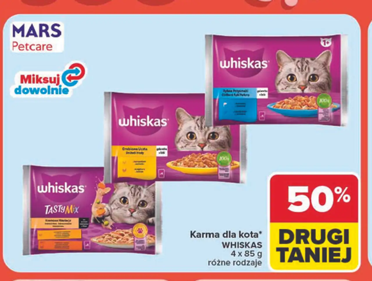 Karma dla kota WHISKAS 4 x 85 g różne rodzaje