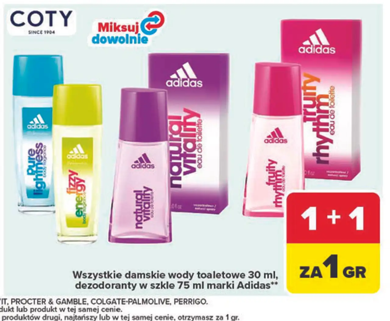 Wszystkie damskie wody toaletowe 30 ml, dezodoranty w szkle 75 ml marki Adidas