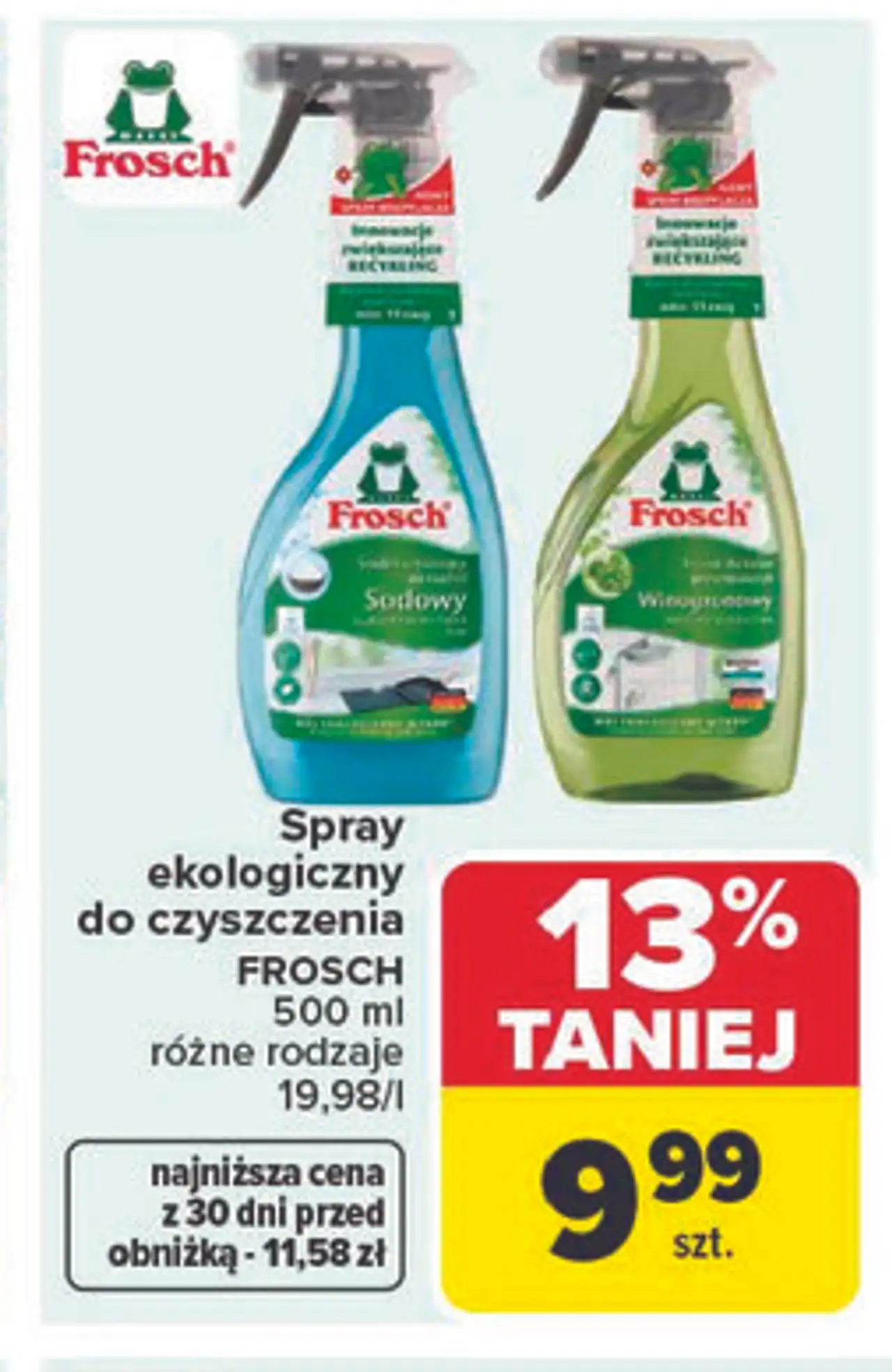 Spray ekologiczny do czyszczenia FROSCH 500 ml różne rodzaje