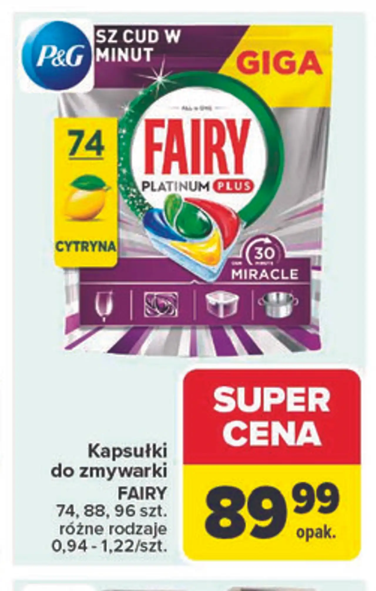 Kapsułki do zmywarki FAIRY 74, 88, 96 szt. różne rodzaje