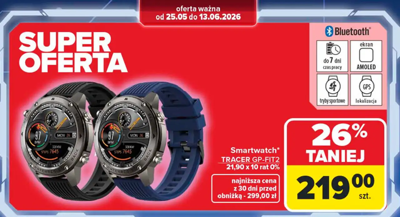 Smartwatch gp-fit 2 czarny Tracer