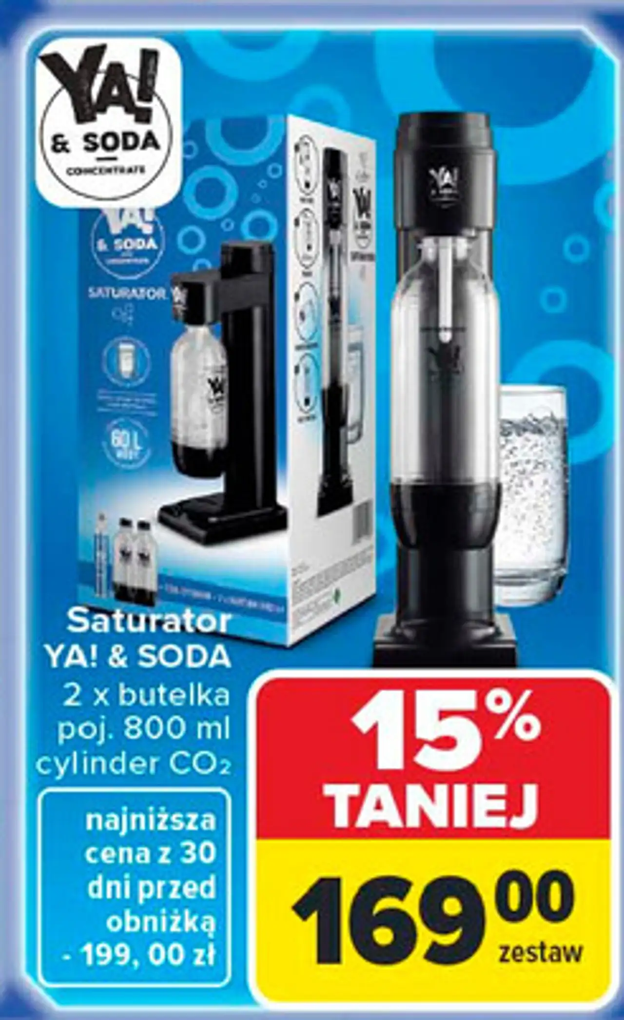 Saturator + 2 butelki 800 ml cylinder Excellence Ya!